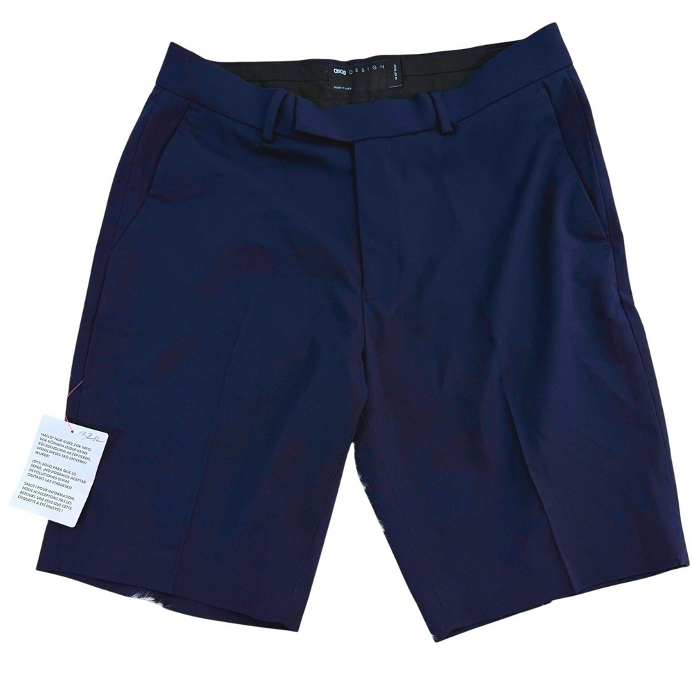 ASOS Design Mens Navy Tailored Chino Shorts Career Casual Dressy Size 32 NWT New